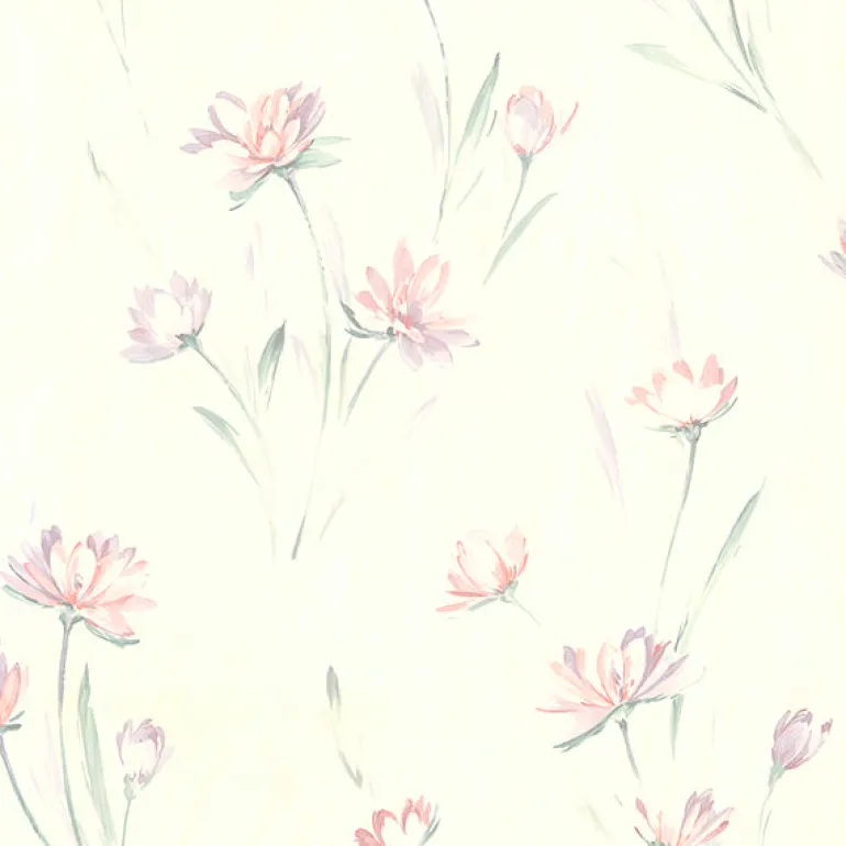 For Your Bath III Gloria Peach Floral Wallpaper