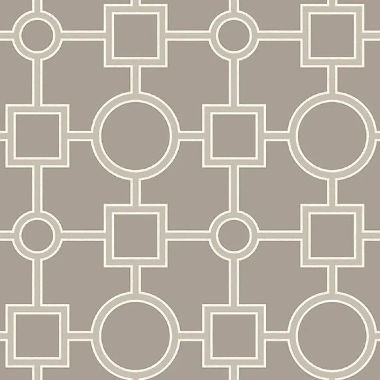 For Your Bath III Matrix Taupe Geometric Wallpaper