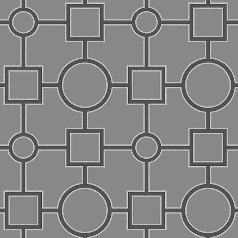 For Your Bath III Matrix Black Geometric Wallpaper