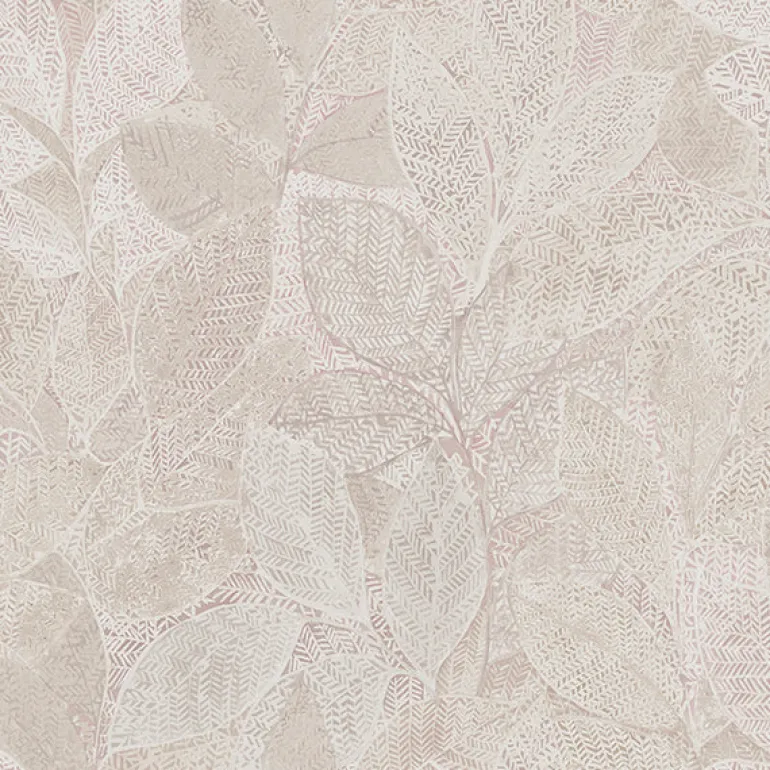 For Your Bath III Niabi Pink Leaves Wallpaper