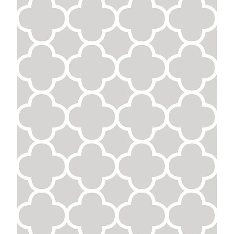For Your Bath III Origin Grey Quatrefoil Wallpaper