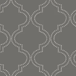 For Your Bath III Tetra Charcoal Quatrefoil Wallpaper