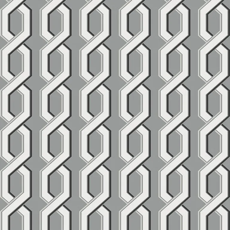 For Your Bath III Twist Black Geometric Wallpaper