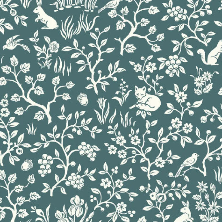Fox & Hare Weekends (Teal) Magnolia Home Vol. II Wallpaper