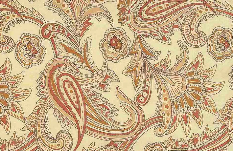 French Paisley Print Poppy Laura Kiran Fabric