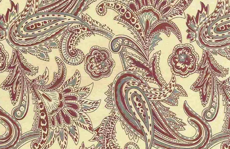 French Paisley Print Rich Reds Laura Kiran Fabric