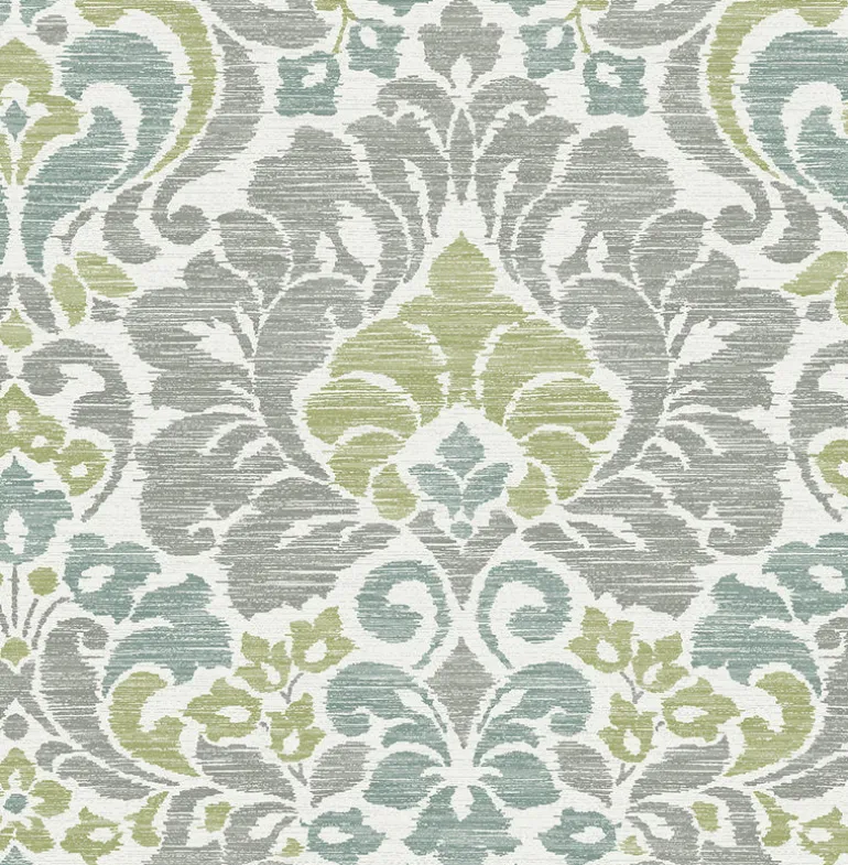 Garden of Eden Green Damask Wallpaper