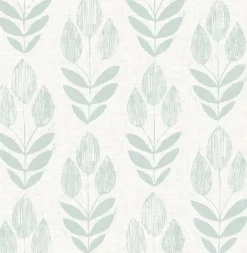 Garland Teal Block Tulip Wallpaper