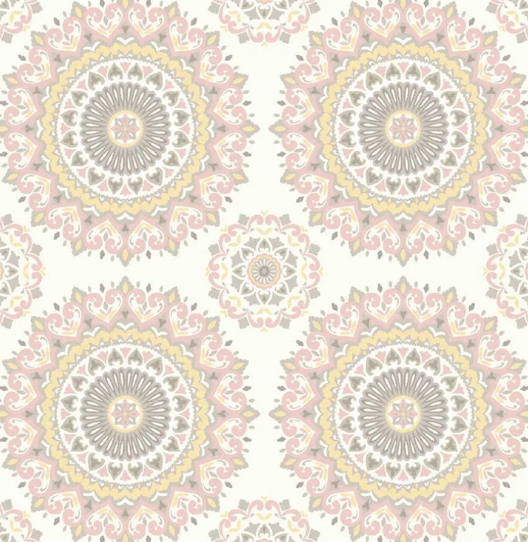 Gemma Light Pink Boho Medallion Wallpaper