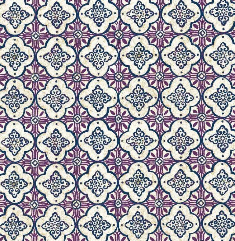 Geo Violet Quatrefoil Wallpaper