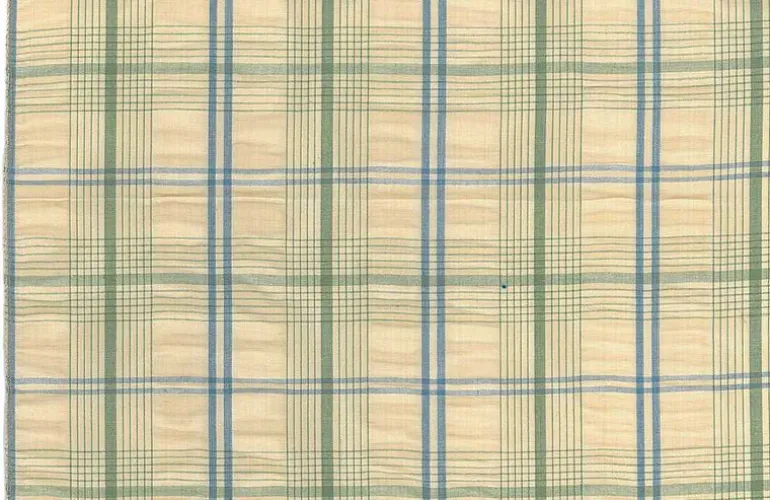 Hampton Seersucker Green Blue Laura Kiran Fabric
