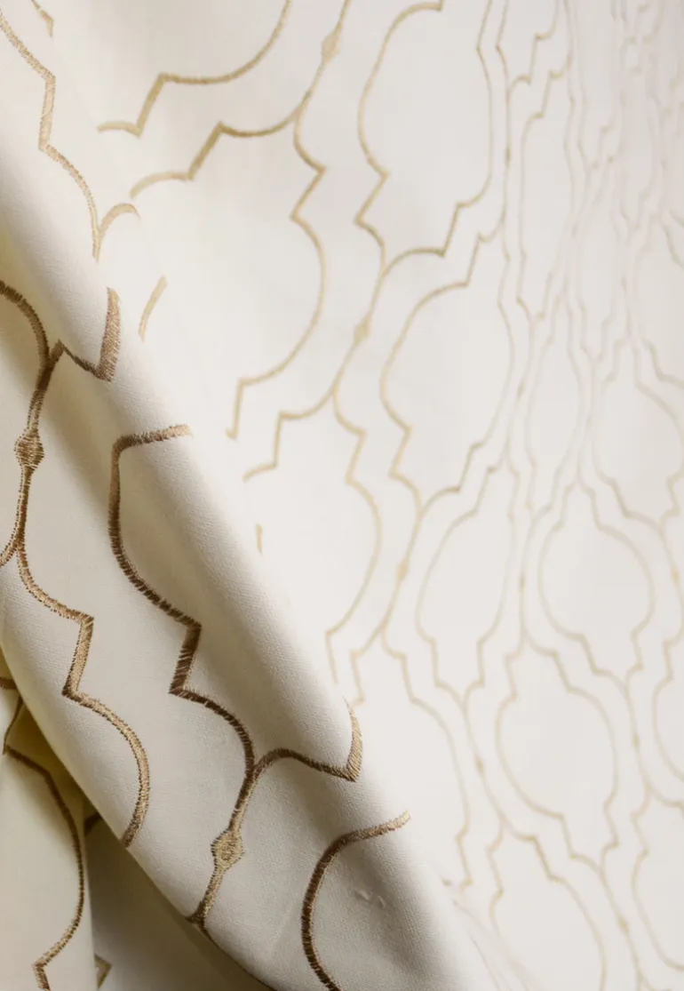 Helmsley Glow Gold Embroidered Upholstery Fabric