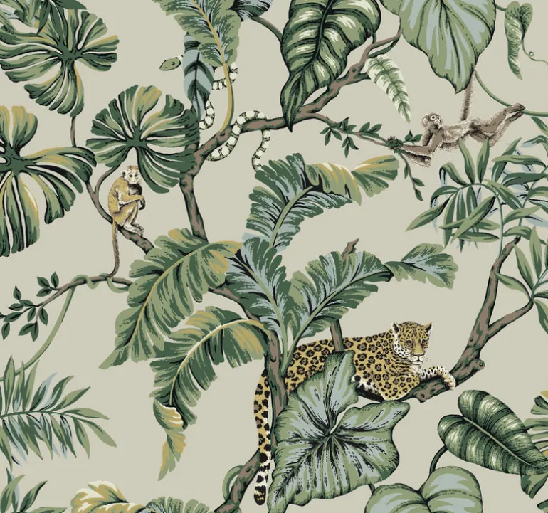 HO2144 Beige Jungle Cat Wallpaper