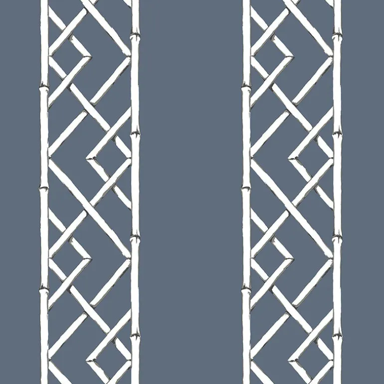 Indigo Latticework Wallpaper