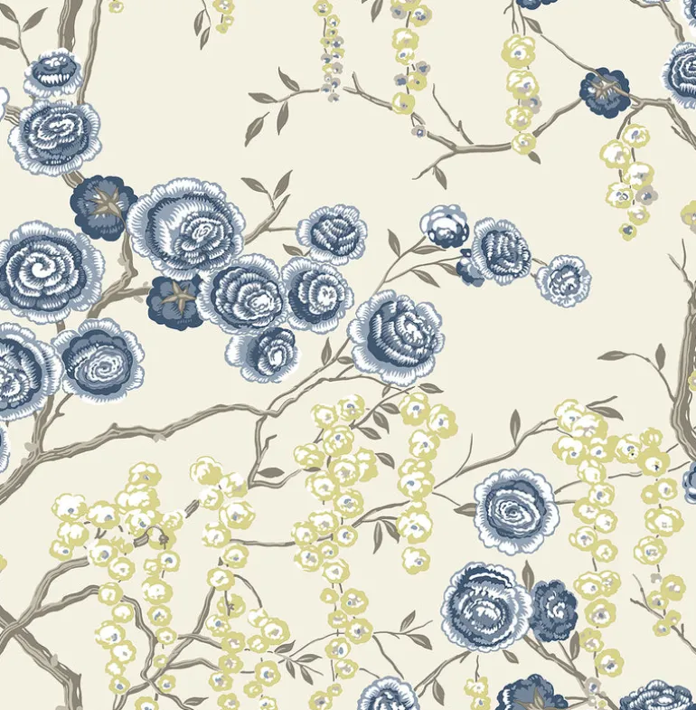 Indigo Peony Tree Wallpaper
