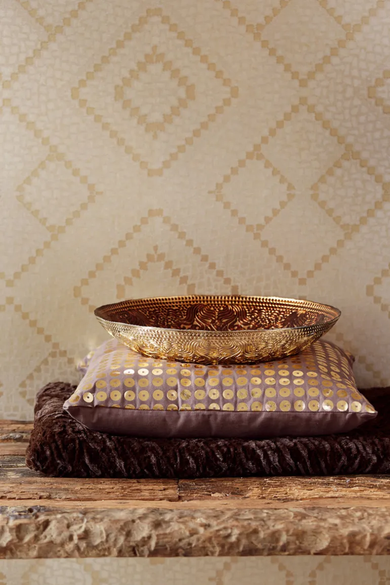 Kilim Brass Aztec Diamond Wallpaper