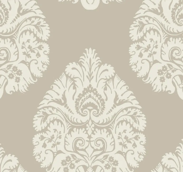 KT2142 Beige Teardrop Damask Wallpaper