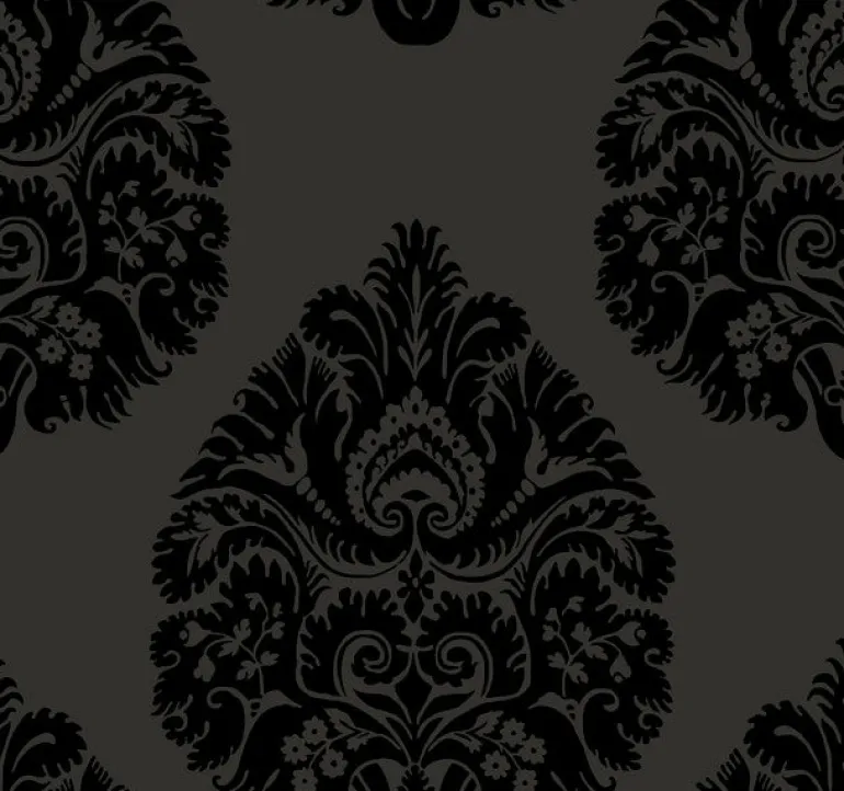 KT2144 Black Teardrop Damask Wallpaper