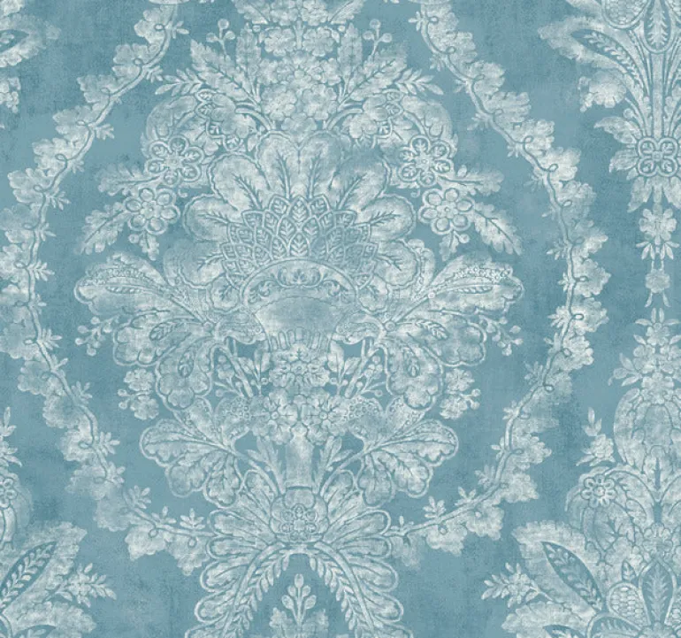 KT2213 Blue Charleston Damask Wallpaper