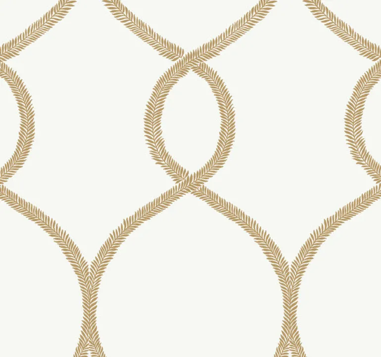 KT2234 Gold Laurel Leaf Ogee Wallpaper