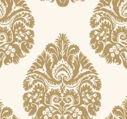 KT2141 Gold Teardrop Damask Wallpaper