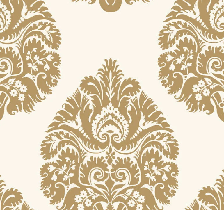 KT2141 Gold Teardrop Damask Wallpaper