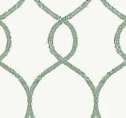 KT2231 Green Laurel Leaf Ogee Wallpaper