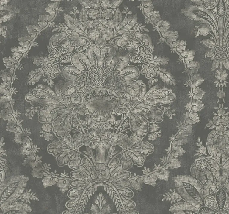 KT2216 Grey Charleston Damask Wallpaper