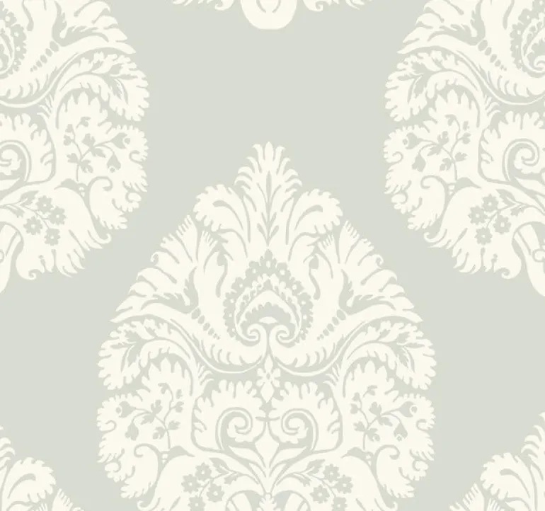 KT2145 Light Grey Teardrop Damask Wallpaper