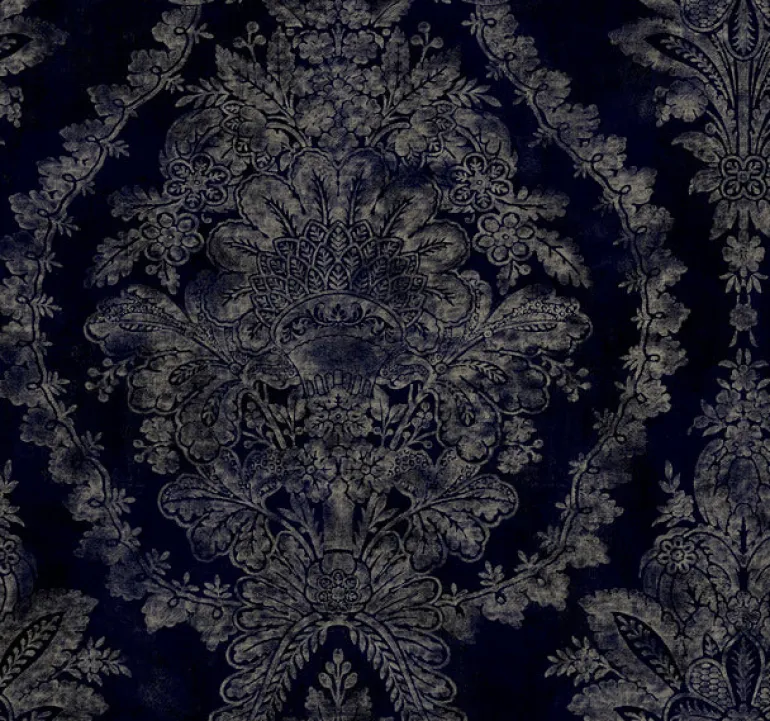 KT2215 Navy Charleston Damask Wallpaper