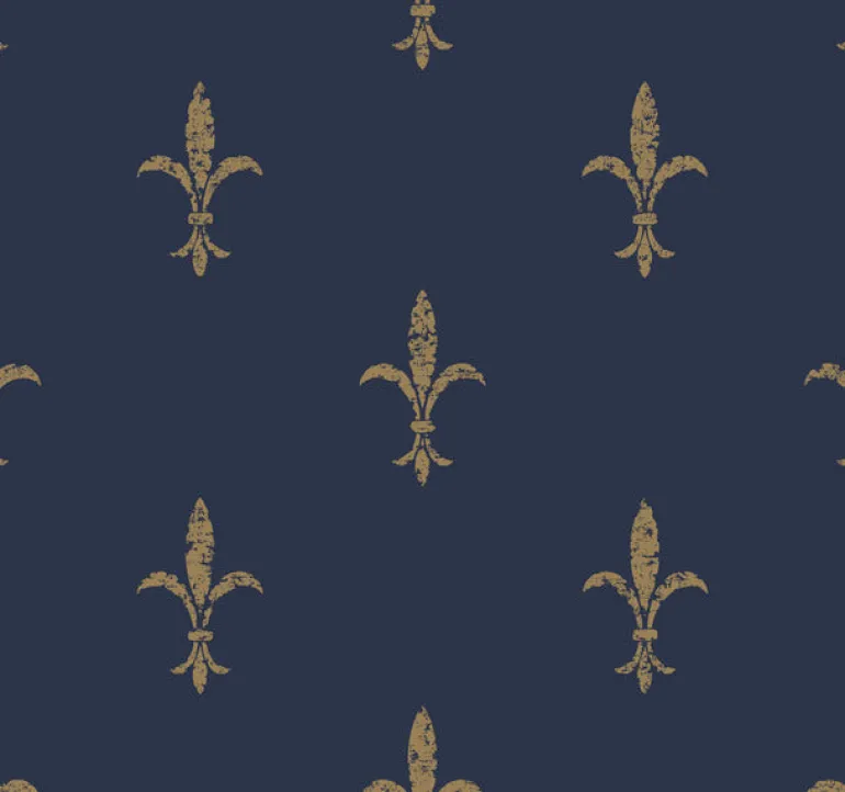 KT2191 Navy/Gold Fleur De Lis Wallpaper