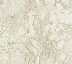 KT2223 White/Gold Polished Marble Wallpaper