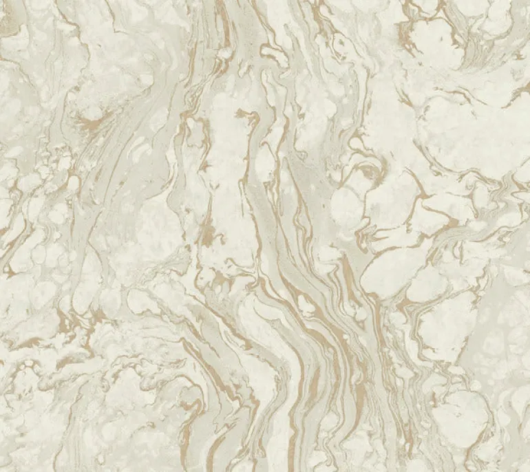 KT2223 White/Gold Polished Marble Wallpaper