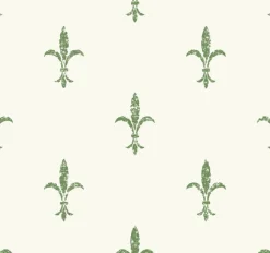 KT2194 White/Green Fleur De Lis Wallpaper