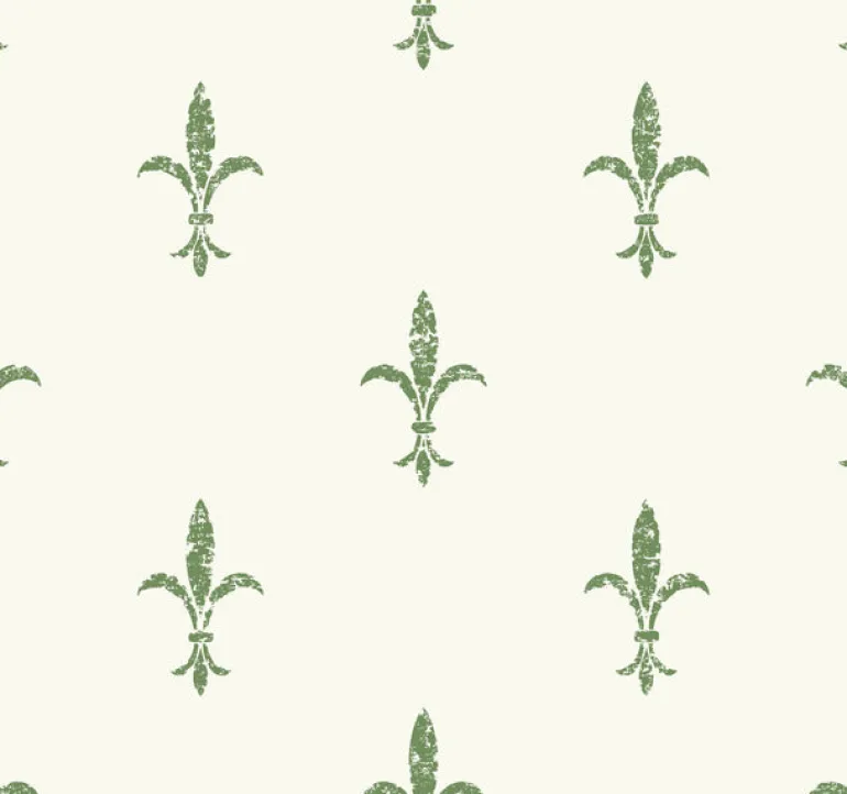KT2194 White/Green Fleur De Lis Wallpaper