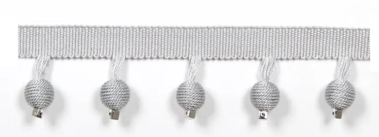 Le Lin Metalic Beaded Fringe Silver Europatex Trim