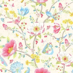 Leizu Cream Chinese Garden Wallpaper