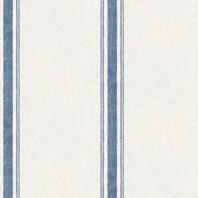 Linette Blue Fabric Stripe Wallpaper