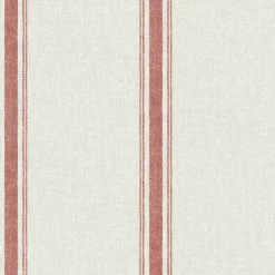 Linette Burnt Sienna Fabric Stripe Wallpaper