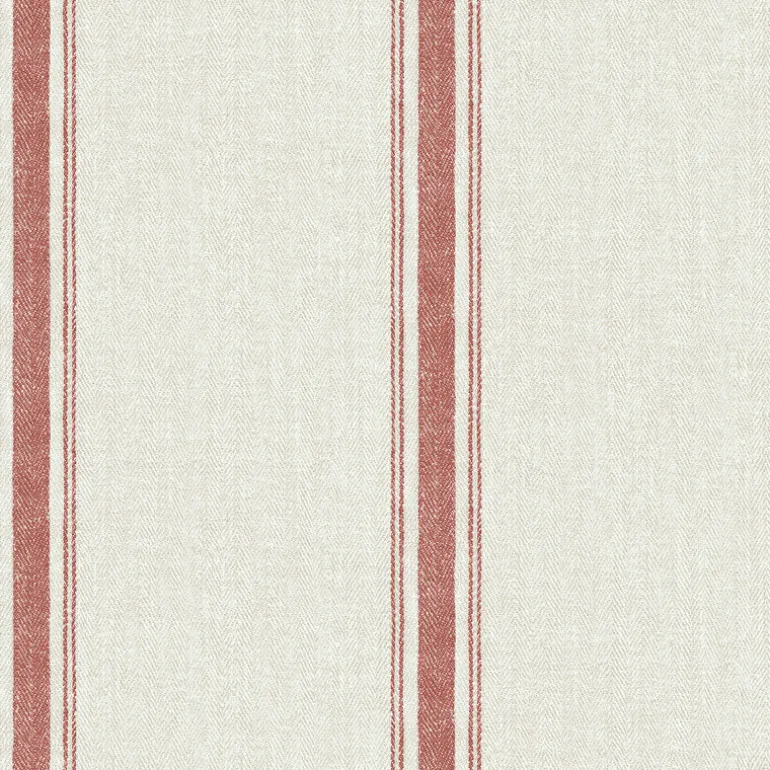 Linette Burnt Sienna Fabric Stripe Wallpaper