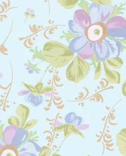 Lyse Lavender Painted Flowers Wallpaper