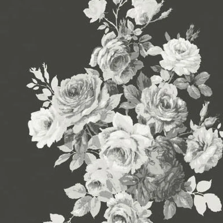 ME1533 Black Grey Tea Rose Magnolia Home Wallpaper