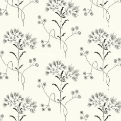 ME1515 Magnolia Home Joanna Gaines Wildflower Black on White Wallpaper
