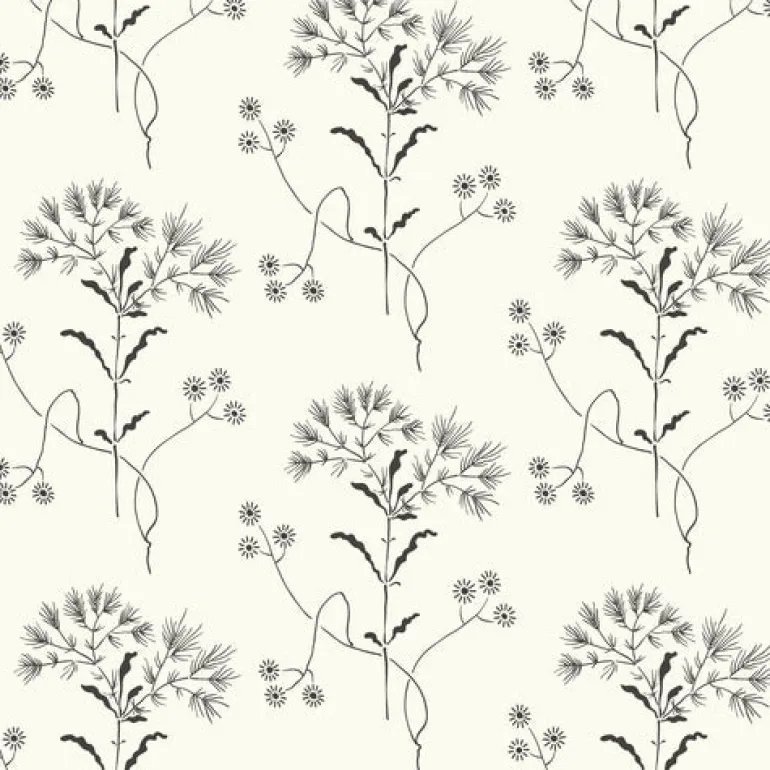 ME1515 Magnolia Home Joanna Gaines Wildflower Black on White Wallpaper