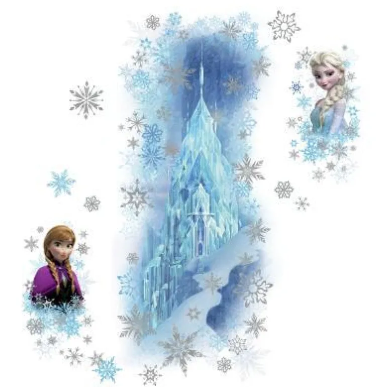 Murals Frozen Ice Palace with Elsa and Anna Giant Wall Decal with Glitter Mural