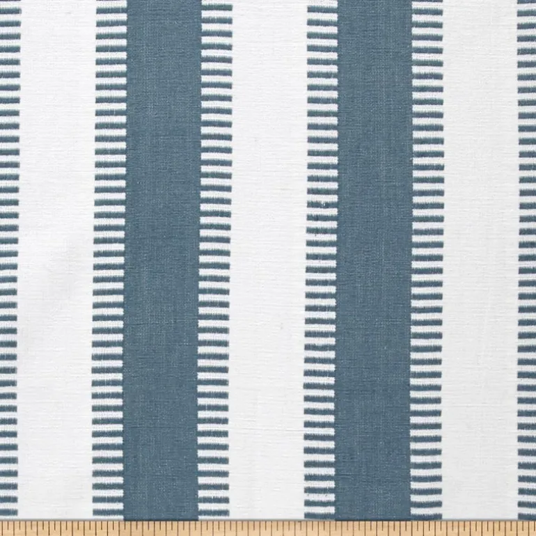 New Ladder Stripe Lake White Laura Kiran Fabric