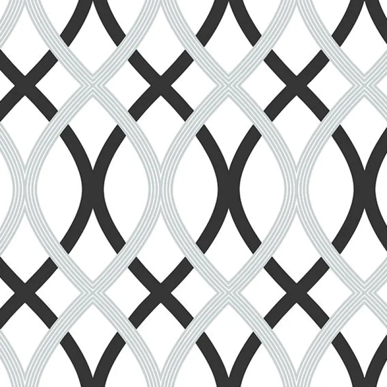 NU1658 Black and Silver Lattice Peel and Stick Wallpaper