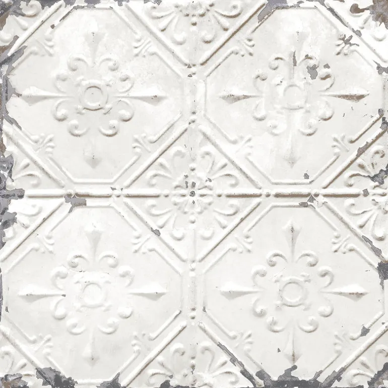 3115-NU2213 Gallery Off-White Vintage Tin Tile Wallpaper
