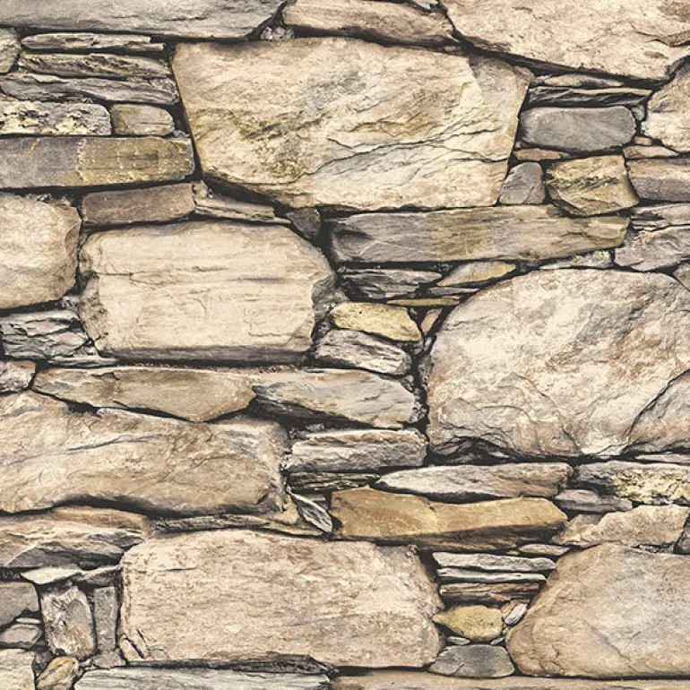 NU2065 Hadrian Stone Wall Brown Texture Peel and Stick Wallpaper