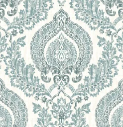 NU1702 Kensington Damask Blue Peel and Stick Wallpaper